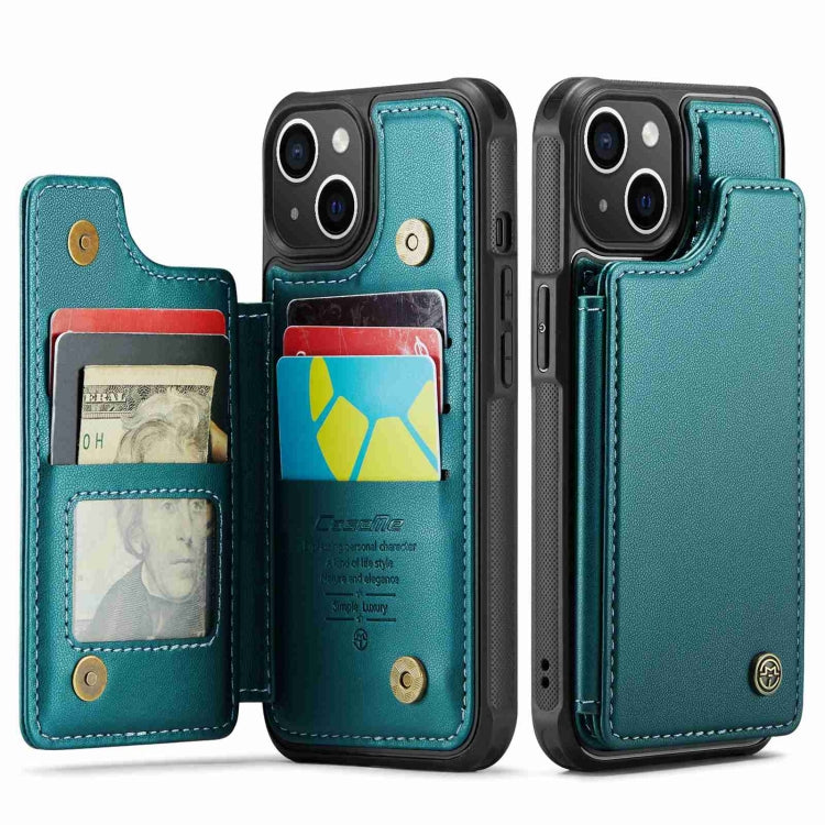 For iPhone 14 Plus CaseMe C22 Card Slots Holder RFID Anti-theft Phone Case(Blue Green) - HoMEdemic™ 