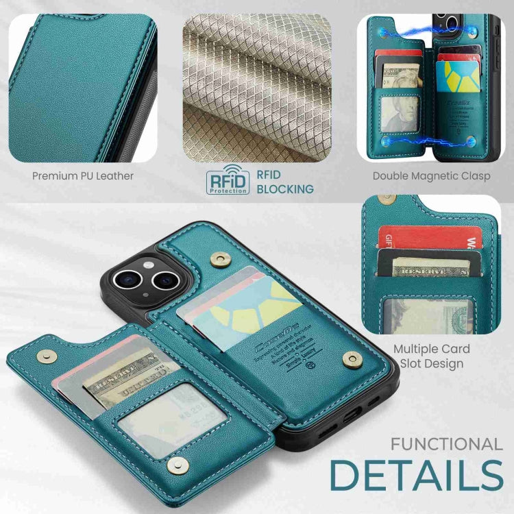 For iPhone 14 Plus CaseMe C22 Card Slots Holder RFID Anti-theft Phone Case(Blue Green) - HoMEdemic™ 