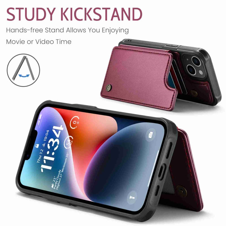 For iPhone 14 Plus CaseMe C22 Card Slots Holder RFID Anti-theft Phone Case(Wine Red) - HoMEdemic™ 