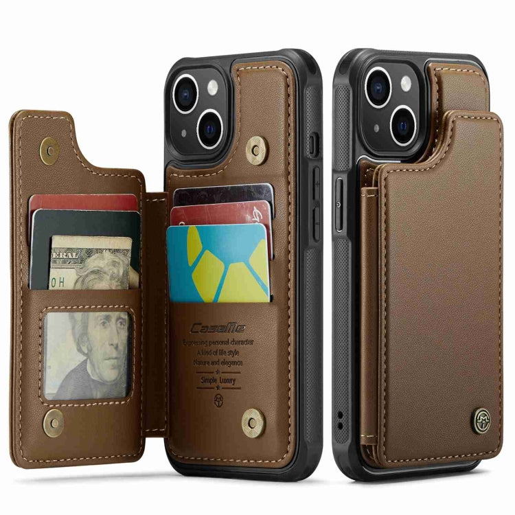 For iPhone 14 Plus CaseMe C22 Card Slots Holder RFID Anti-theft Phone Case(Brown) - HoMEdemic™ 