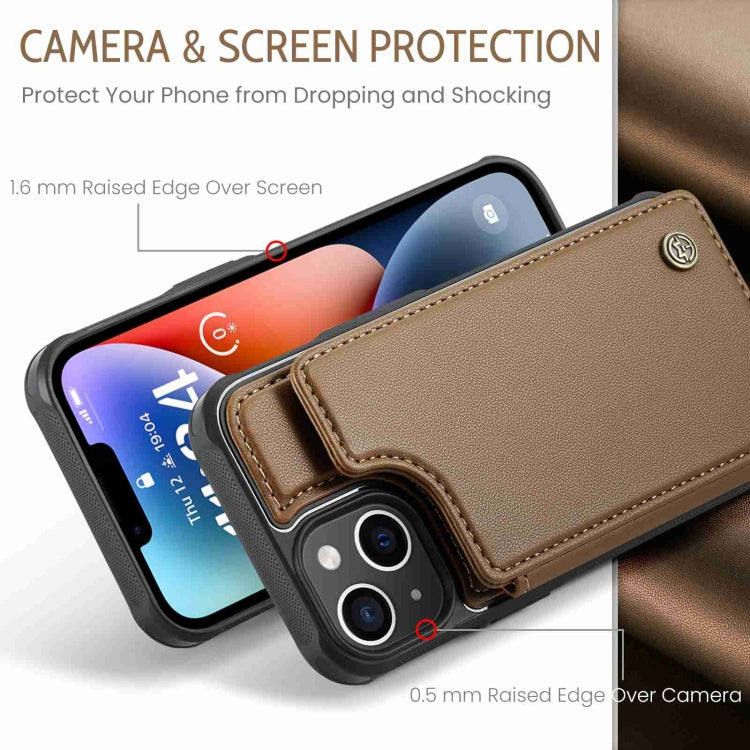 For iPhone 14 Plus CaseMe C22 Card Slots Holder RFID Anti-theft Phone Case(Brown) - HoMEdemic™ 