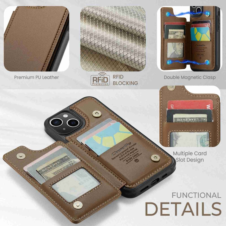 For iPhone 14 Plus CaseMe C22 Card Slots Holder RFID Anti-theft Phone Case(Brown) - HoMEdemic™ 