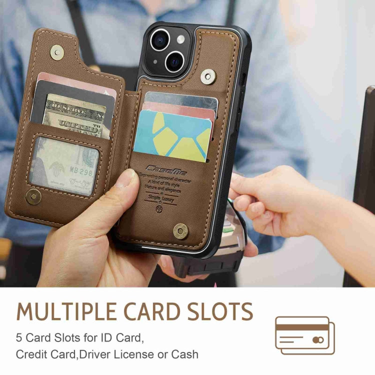 For iPhone 14 Plus CaseMe C22 Card Slots Holder RFID Anti-theft Phone Case(Brown) - HoMEdemic™ 