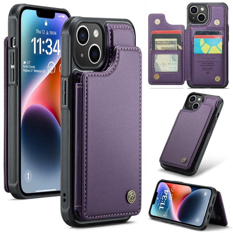 For iPhone 14 Plus CaseMe C22 Card Slots Holder RFID Anti-theft Phone Case(Purple) - HoMEdemic™ 