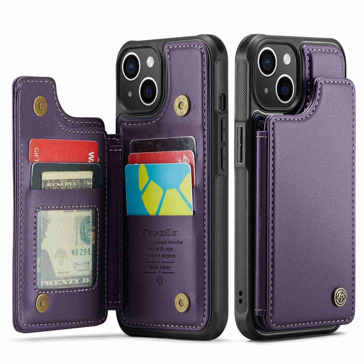 For iPhone 14 Plus CaseMe C22 Card Slots Holder RFID Anti-theft Phone Case(Purple) - HoMEdemic™ 