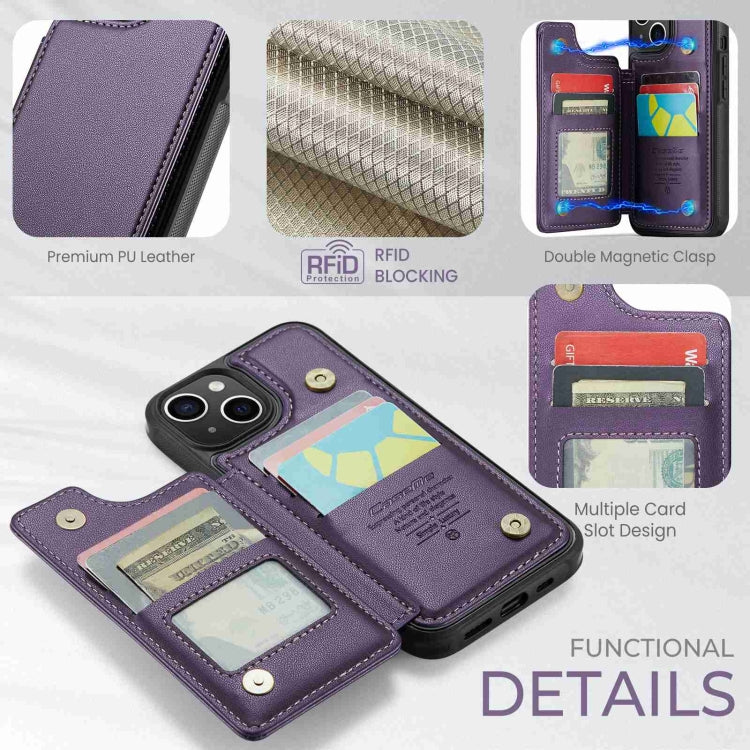 For iPhone 14 Plus CaseMe C22 Card Slots Holder RFID Anti-theft Phone Case(Purple) - HoMEdemic™ 