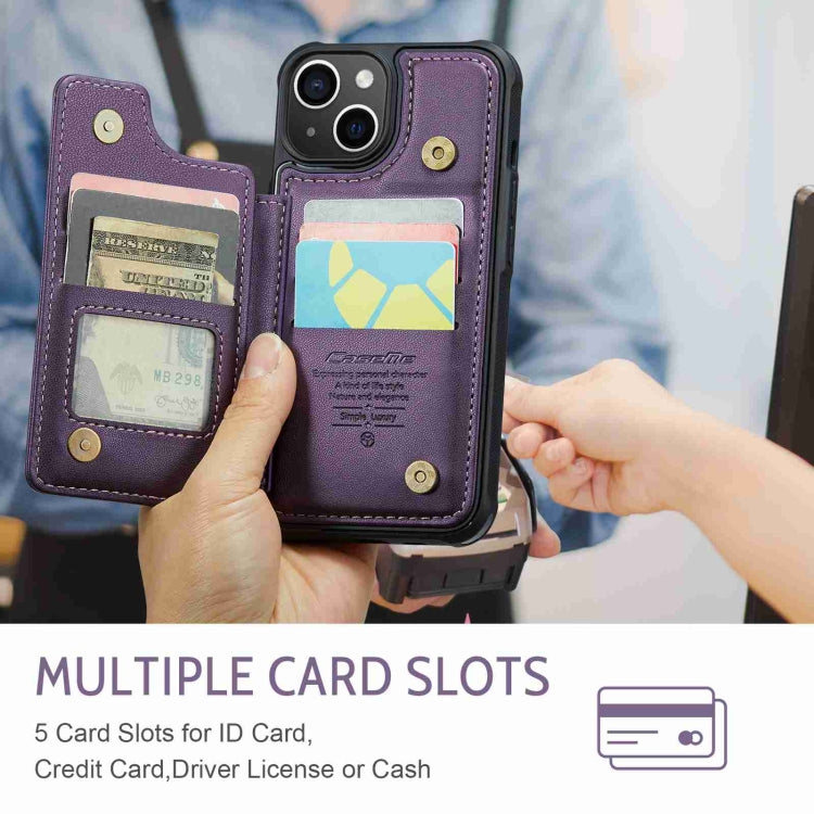 For iPhone 14 Plus CaseMe C22 Card Slots Holder RFID Anti-theft Phone Case(Purple) - HoMEdemic™ 