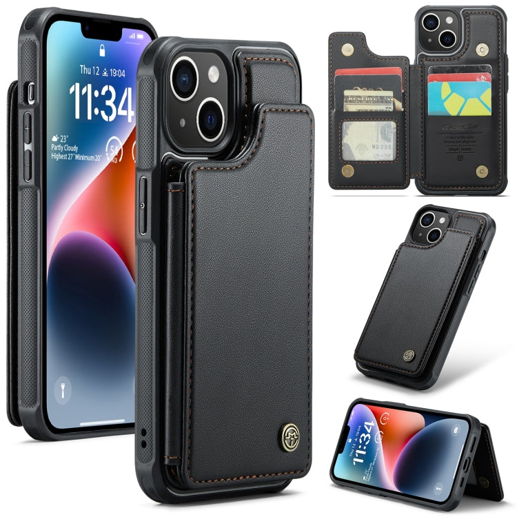 For iPhone 14 Plus CaseMe C22 Card Slots Holder RFID Anti-theft Phone Case(Black) - HoMEdemic™ 