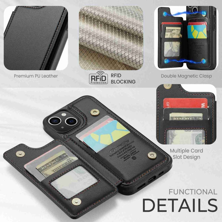 For iPhone 14 Plus CaseMe C22 Card Slots Holder RFID Anti-theft Phone Case(Black) - HoMEdemic™ 