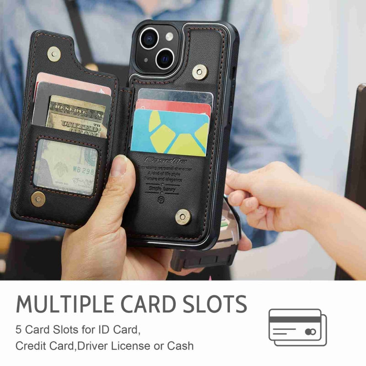For iPhone 14 Plus CaseMe C22 Card Slots Holder RFID Anti-theft Phone Case(Black) - HoMEdemic™ 