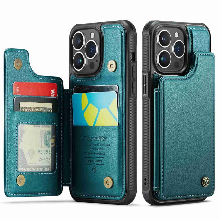 For iPhone 14 Pro CaseMe C22 Card Slots Holder RFID Anti-theft Phone Case(Blue Green) - HoMEdemic™ 