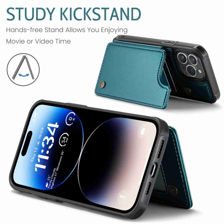 For iPhone 14 Pro CaseMe C22 Card Slots Holder RFID Anti-theft Phone Case(Blue Green) - HoMEdemic™ 