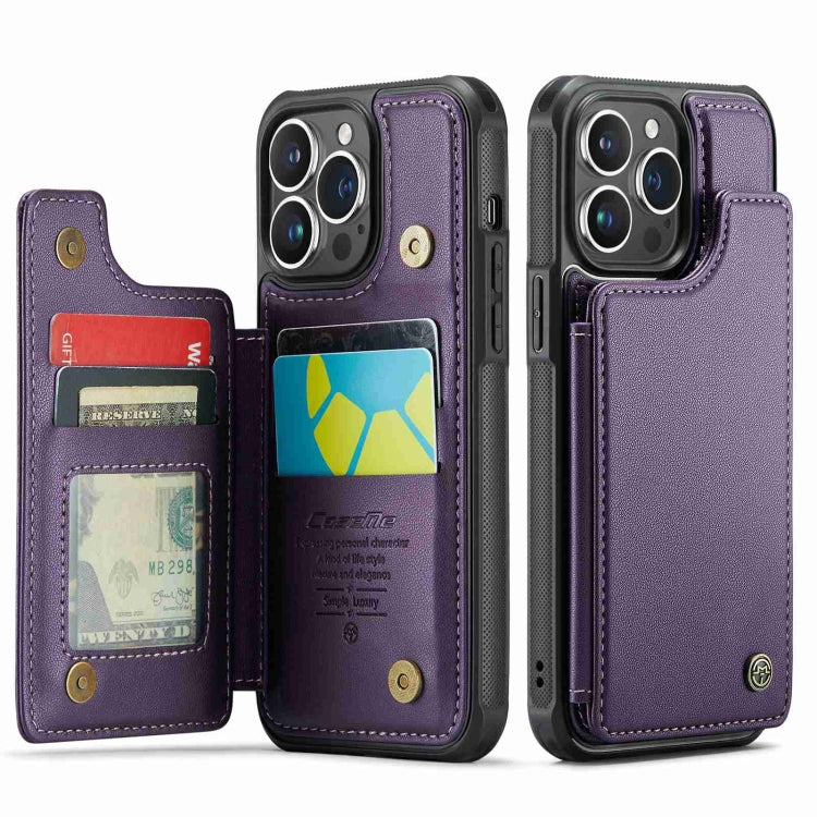 For iPhone 14 Pro CaseMe C22 Card Slots Holder RFID Anti-theft Phone Case(Purple) - HoMEdemic™ 