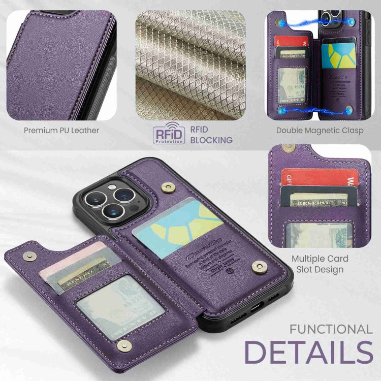 For iPhone 14 Pro CaseMe C22 Card Slots Holder RFID Anti-theft Phone Case(Purple) - HoMEdemic™ 
