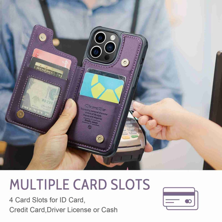For iPhone 14 Pro CaseMe C22 Card Slots Holder RFID Anti-theft Phone Case(Purple) - HoMEdemic™ 