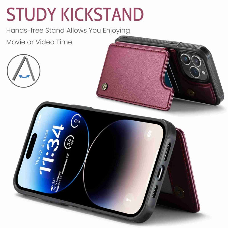 For iPhone 14 Pro Max CaseMe C22 Card Slots Holder RFID Anti-theft Phone Case(Wine Red) - HoMEdemic™ 