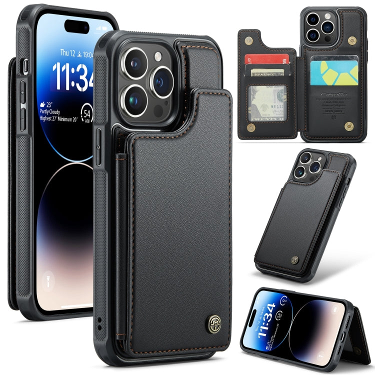 For iPhone 14 Pro Max CaseMe C22 Card Slots Holder RFID Anti-theft Phone Case(Black) - HoMEdemic™ 