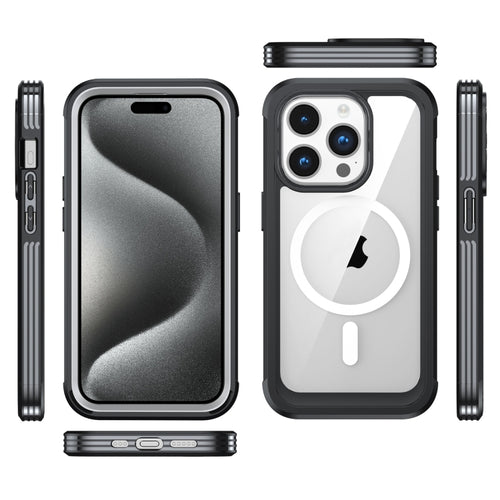 For iPhone 15 Pro Max Life Waterproof MagSafe Magnetic Rugged Phone Case(Black) - HoMEdemic™ 