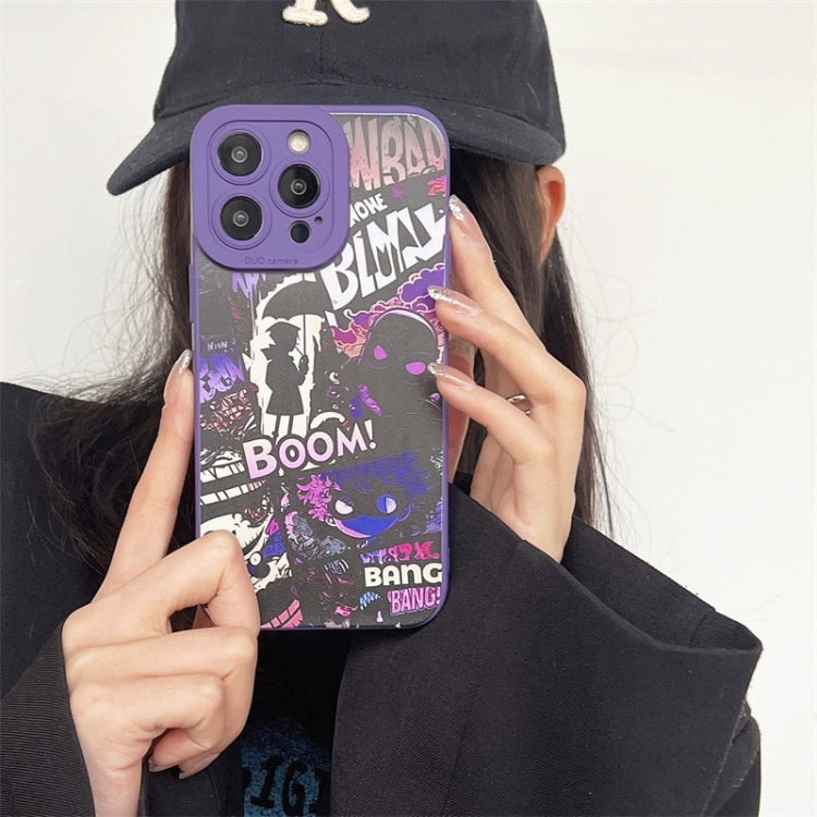 For iPhone 15 Pro Liquid Angel Eyes Bumbershoot TPU Phone Case(Black Boy) - HoMEdemic™ 