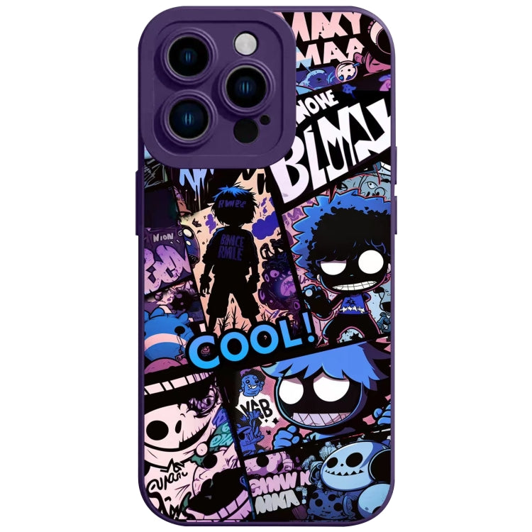 For iPhone 15 Pro Max Liquid Angel Eyes Comics TPU Phone Case(Purple Bottom COOL) - HoMEdemic™ 