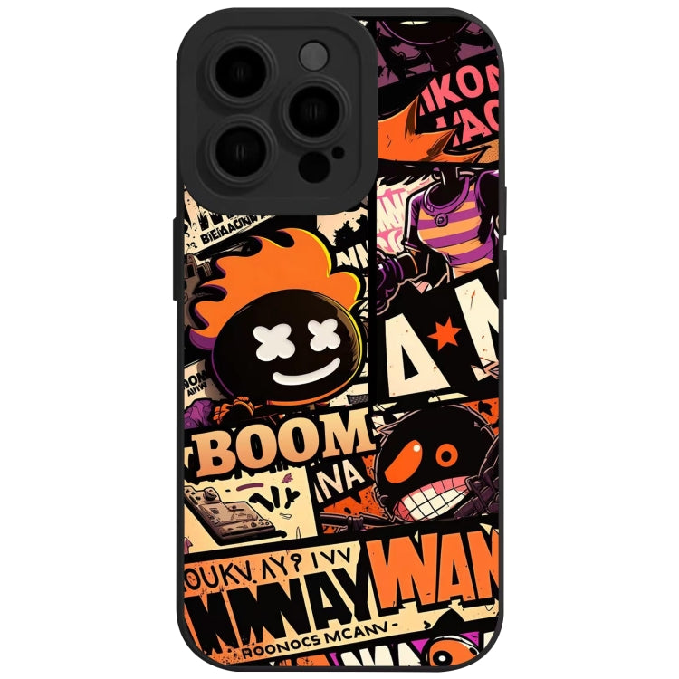 For iPhone 15 Pro Liquid Angel Eyes Comics TPU Phone Case(Black Bottom BOOM) - HoMEdemic™ 