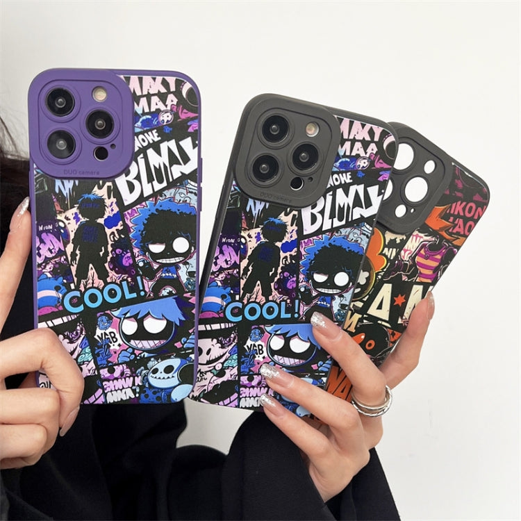 For iPhone 15 Pro Liquid Angel Eyes Comics TPU Phone Case(Black Bottom BOOM) - HoMEdemic™ 