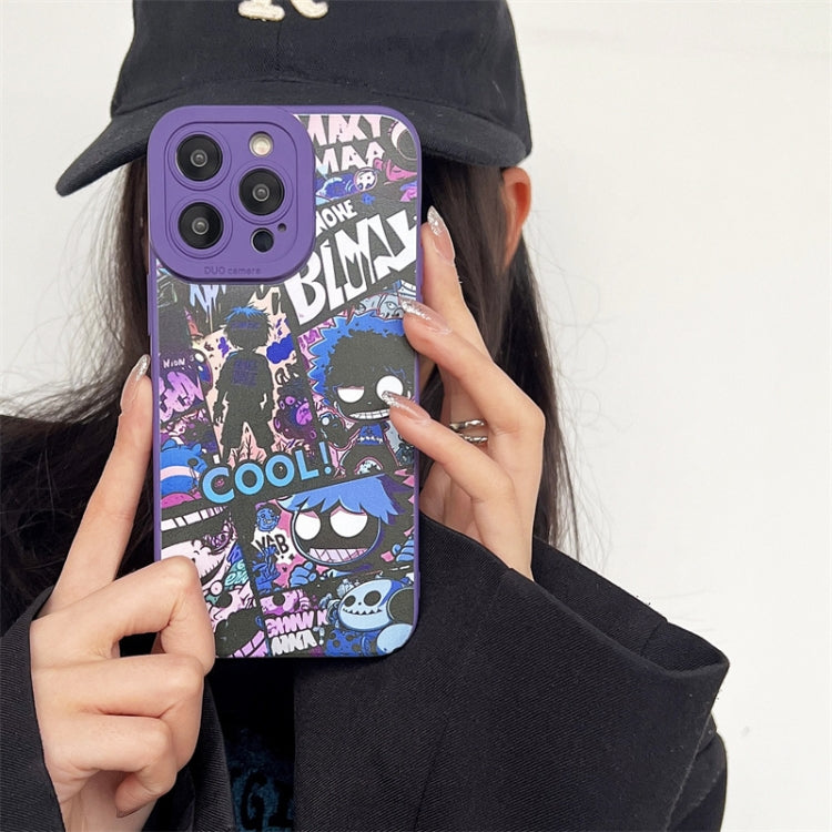 For iPhone 15 Pro Liquid Angel Eyes Comics TPU Phone Case(Purple Bottom COOL) - HoMEdemic™ 