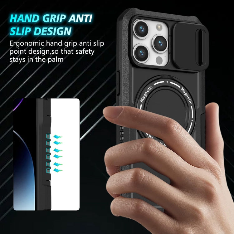 For iPhone 15 Pro Max Sliding Camshield MagSafe Holder TPU Hybrid PC Phone Case(Black) - HoMEdemic™ 