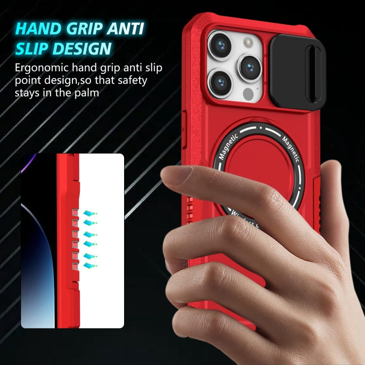 For iPhone 15 Pro Max Sliding Camshield MagSafe Holder TPU Hybrid PC Phone Case(Red) - HoMEdemic™ 