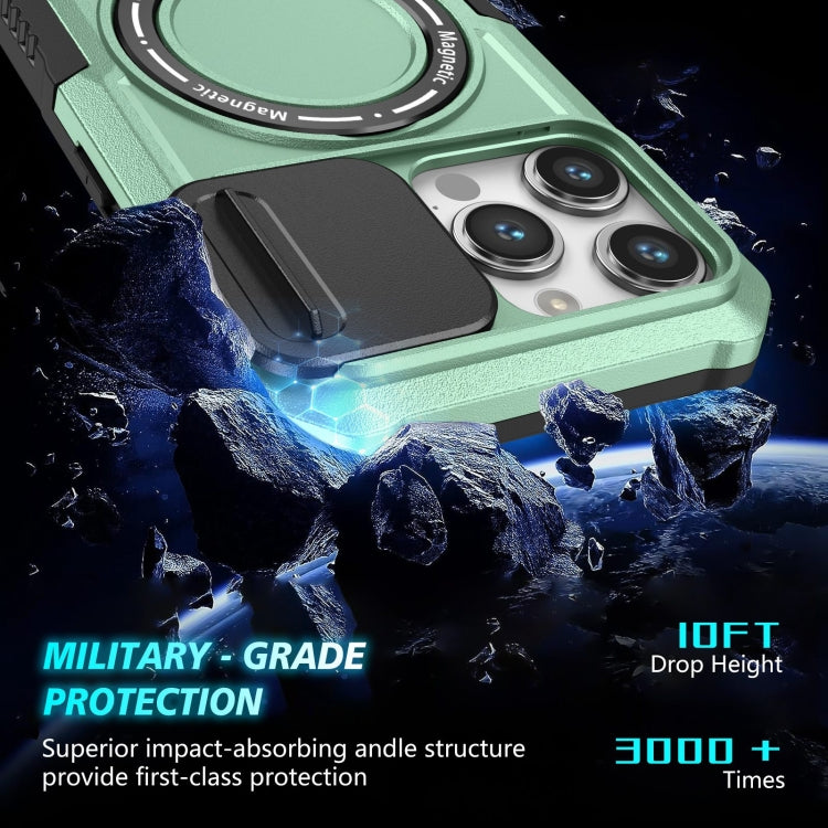 For iPhone 15 Pro Max Sliding Camshield MagSafe Holder TPU Hybrid PC Phone Case(Light Blue) - HoMEdemic™ 