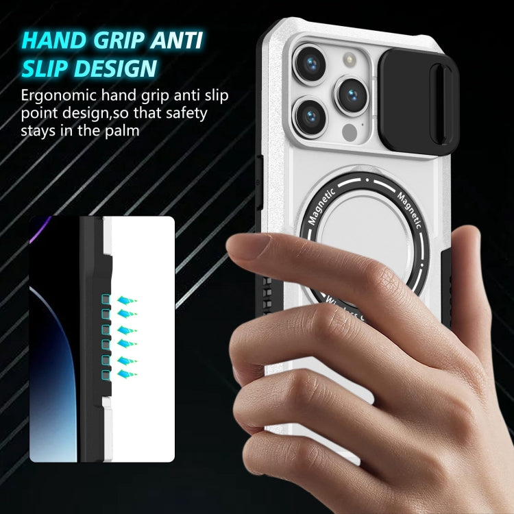 For iPhone 15 Pro Sliding Camshield Magsafe Holder TPU Hybrid PC Phone Case(Black White) - HoMEdemic™ 