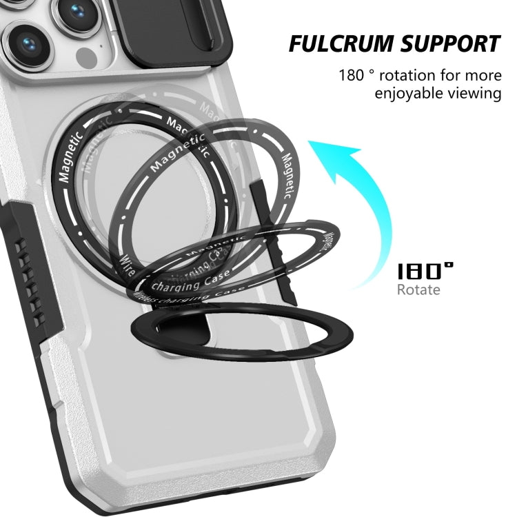 For iPhone 15 Pro Sliding Camshield Magsafe Holder TPU Hybrid PC Phone Case(Black White) - HoMEdemic™ 