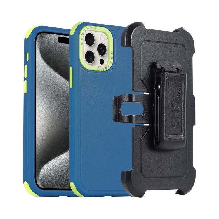 For iPhone 15 Pro 3 in 1 PC + TPU Sliding Sleeve Phone Case(Blue+Green) - HoMEdemic™ 