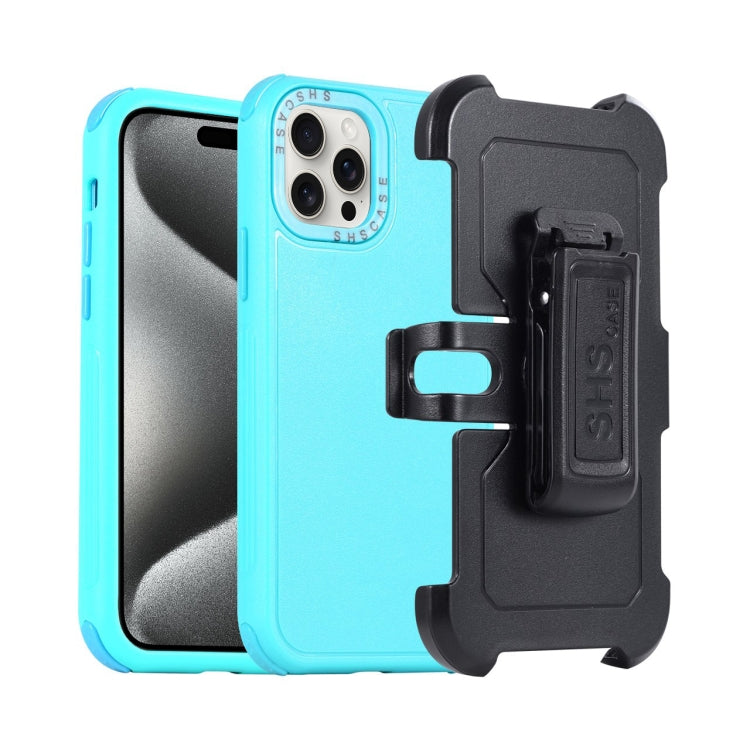 For iPhone 15 Pro 3 in 1 PC + TPU Sliding Sleeve Phone Case(Blue+Sky Blue) - HoMEdemic™ 