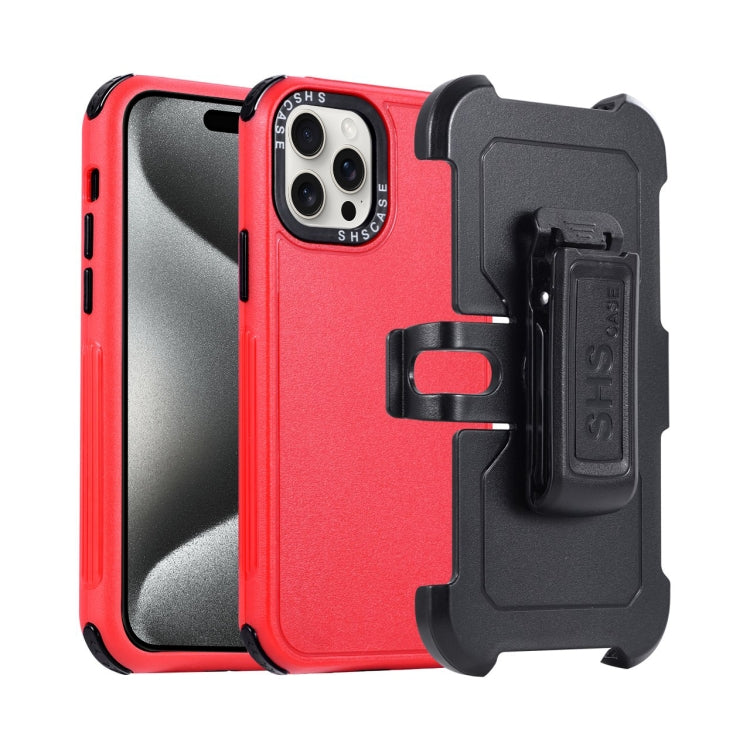 For iPhone 15 Pro 3 in 1 PC + TPU Sliding Sleeve Phone Case(Red+Black) - HoMEdemic™ 