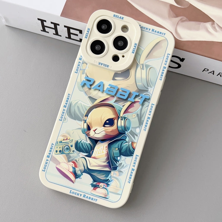 For iPhone 15 Pro Liquid Angel Eyes Hip Hop Rabbit TPU Phone Case(Beige) - HoMEdemic™ 