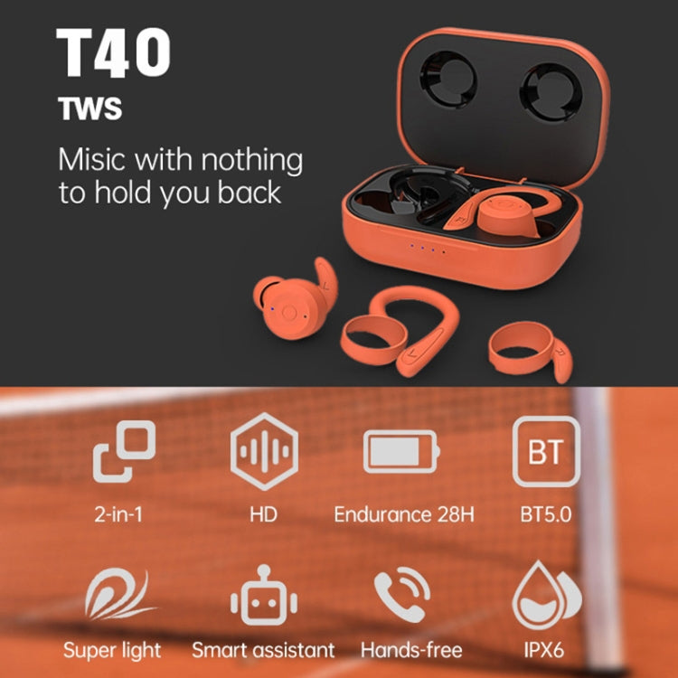 T&G T40 TWS IPX6 Waterproof Hanging Ear Wireless Bluetooth Earphones with Charging Box(White) - HoMEdemic™ 