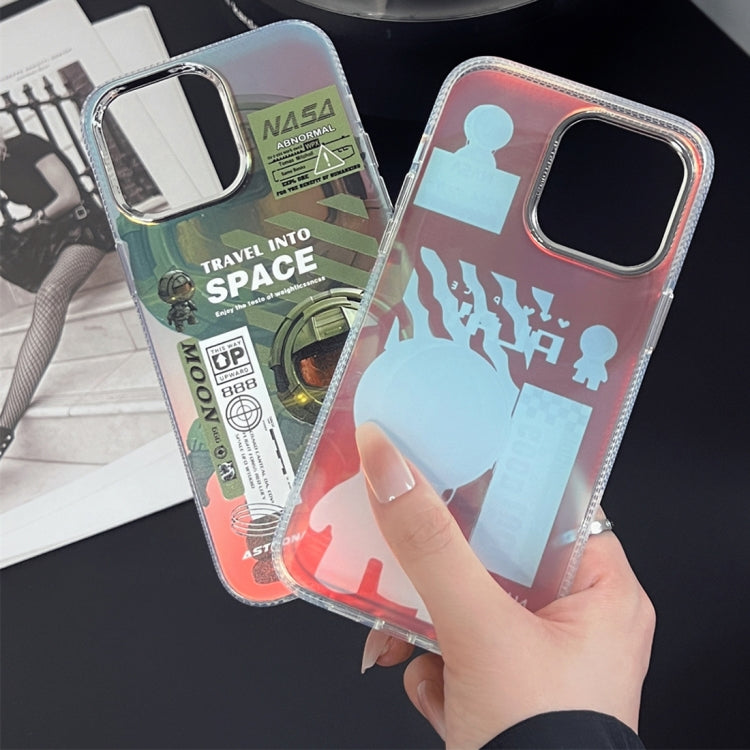 For iPhone 15 Pro Fluorescent Laser Astronaut Phone Case(Green) - HoMEdemic™ 