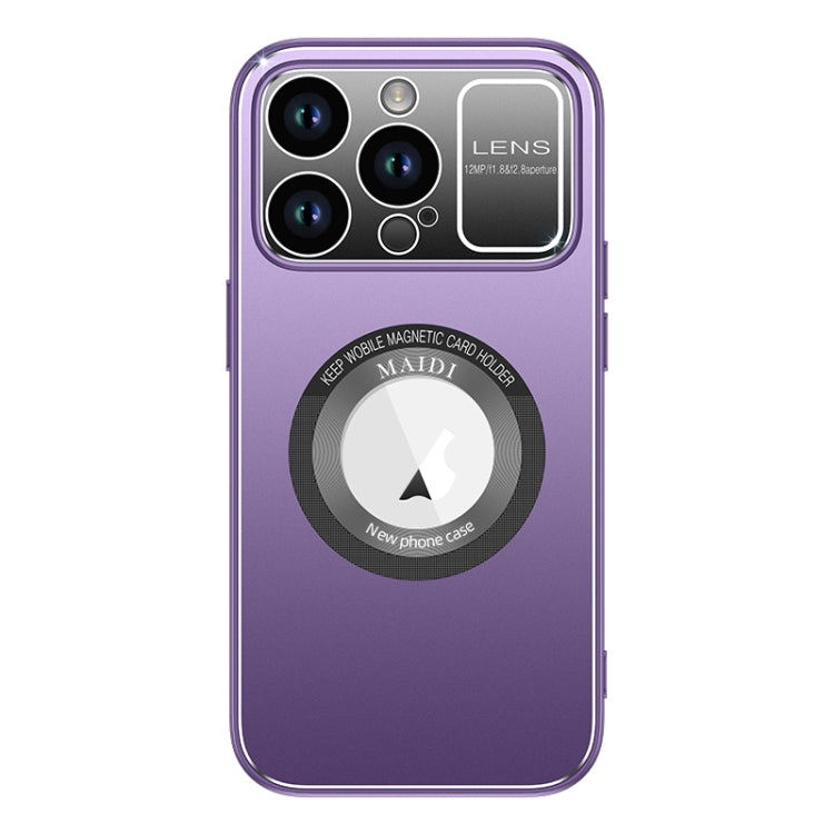 For iPhone 15 Pro Max Large Window MagSafe Skin Feel PC Phone Case(Purple) - HoMEdemic™ 