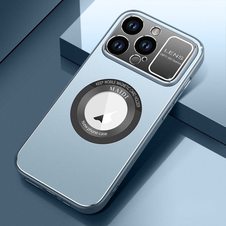 For iPhone 15 Pro Max Large Window MagSafe Skin Feel PC Phone Case(Blue) - HoMEdemic™ 
