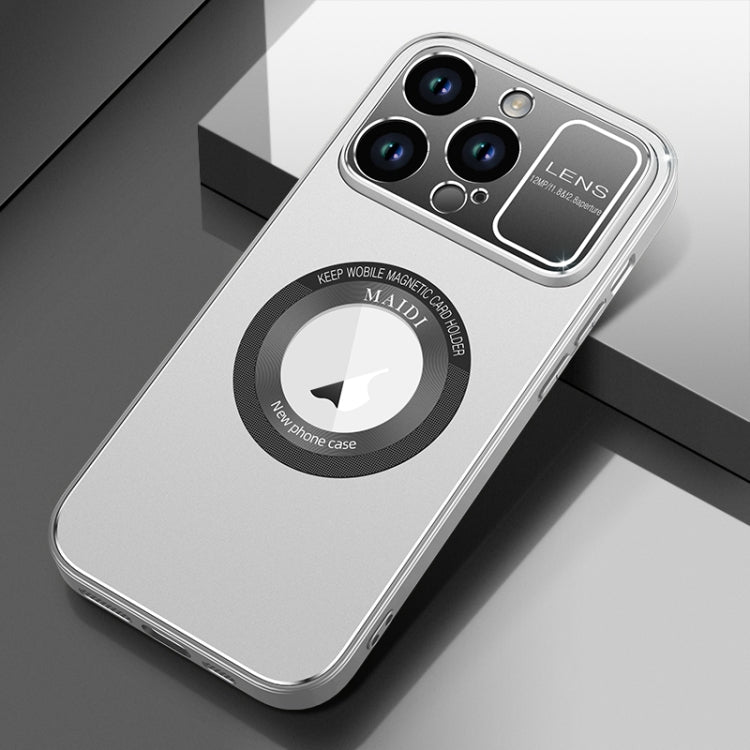 For iPhone 15 Pro Max Large Window MagSafe Skin Feel PC Phone Case(Silver Gray) - HoMEdemic™ 