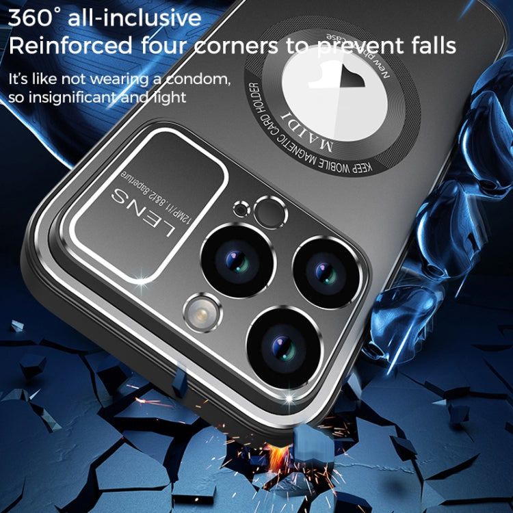 For iPhone 15 Pro Max Large Window MagSafe Skin Feel PC Phone Case(Silver Gray) - HoMEdemic™ 