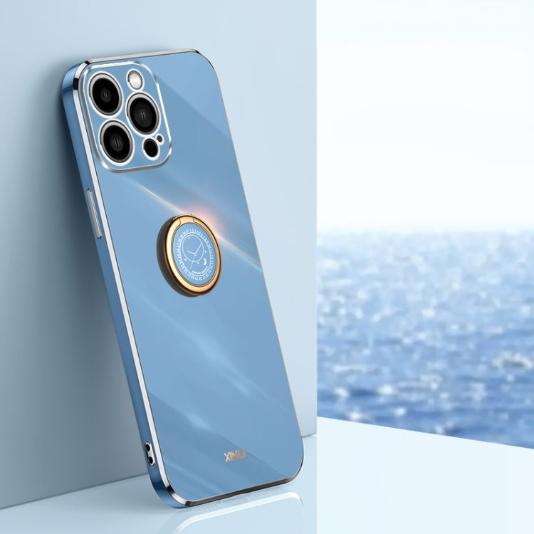 For iPhone 15 Pro Max XINLI Straight Edge 6D Electroplate TPU Phone Case with Ring Holder(Celestial Blue) - HoMEdemic™ 