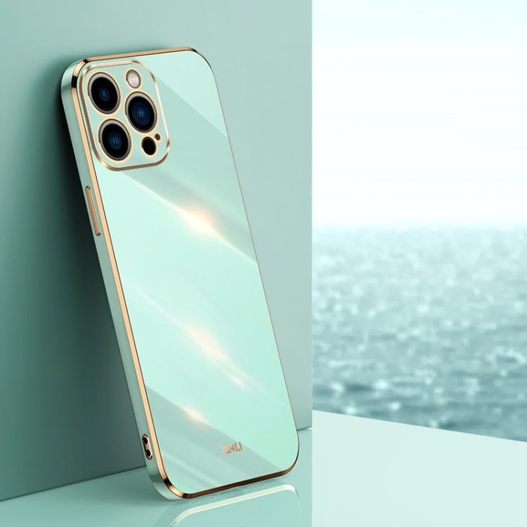 For iPhone 15 Pro Max XINLI Straight Edge 6D Electroplate TPU Phone Case(Mint Green) - HoMEdemic™ 