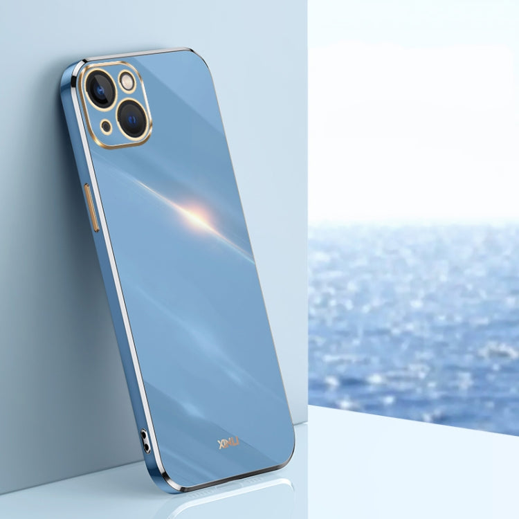 For iPhone 15 Plus XINLI Straight Edge 6D Electroplate TPU Phone Case(Celestial Blue) - HoMEdemic™ 