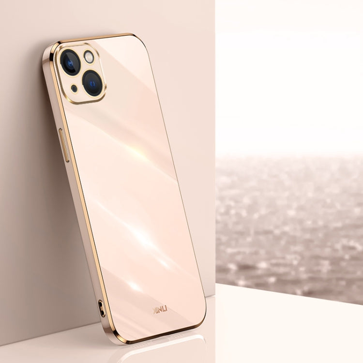 For iPhone 15 Plus XINLI Straight Edge 6D Electroplate TPU Phone Case(Pink) - HoMEdemic™ 