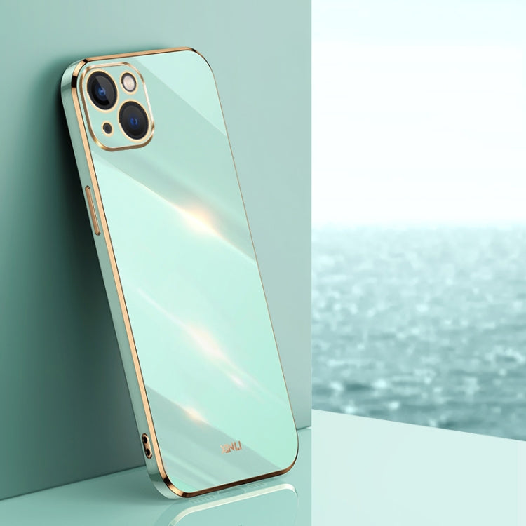 For iPhone 15 XINLI Straight Edge 6D Electroplate TPU Phone Case(Mint Green) - HoMEdemic™ 