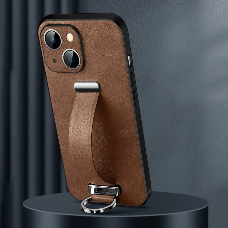 For iPhone 15 SULADA Tide Cool Series PC + Leather Texture Skin Feel Phone Case(Brown) - HoMEdemic™ 