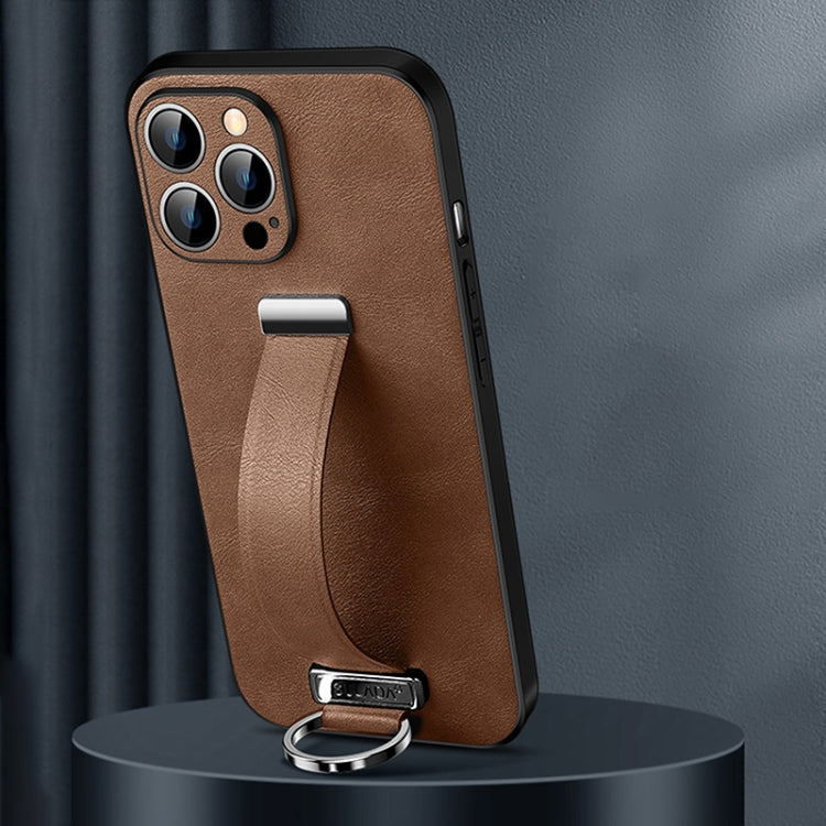 For iPhone 15 Pro SULADA Tide Cool Series PC + Leather Texture Skin Feel Phone Case(Brown) - HoMEdemic™ 