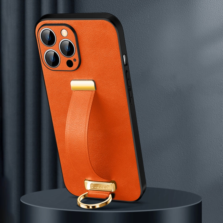 For iPhone 15 Pro SULADA Tide Cool Series PC + Leather Texture Skin Feel Phone Case(Orange) - HoMEdemic™ 